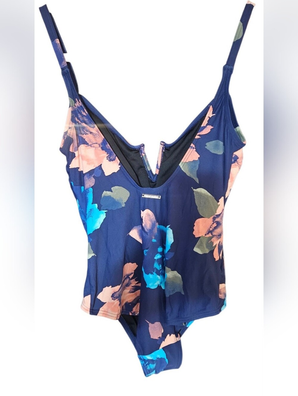 Vince Camuto Navy Swinsuit with Peach Floral Accent Size 12 EUC - Picture 5 of 9